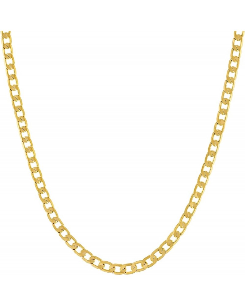 Beveled Cuban Link Curb Chain Necklaces 24k Real Gold Plated (3mm, 6mm & 9.5mm) 16 inches 3mm Gold $39.82 Necklaces