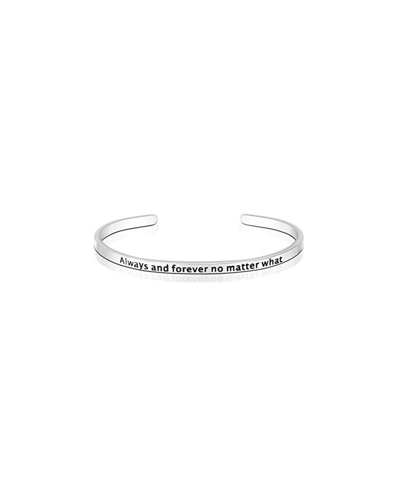 Encouragement Gifts Bracelet Cuff Bangle Women Mantra Quote Stainless Steel Silver Always and forever no matter what $11.03 B...