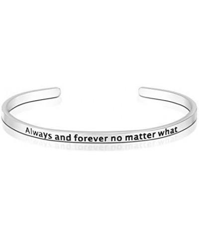 Encouragement Gifts Bracelet Cuff Bangle Women Mantra Quote Stainless Steel Silver Always and forever no matter what $11.03 B...