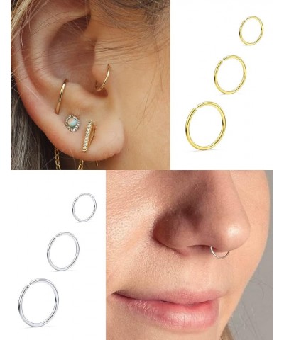 18G 20G 22G Nose Rings Hoops for Women Men 316L Stainless Surgical Steel Lip Septum Rings Helix Tragus Cartilage Earring Hoop...