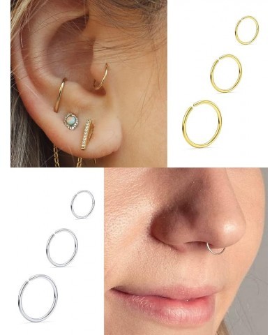 18G 20G 22G Nose Rings Hoops for Women Men 316L Stainless Surgical Steel Lip Septum Rings Helix Tragus Cartilage Earring Hoop...