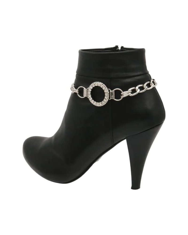 Women Western Boot Bracelet Silver Metal Chain Shoe Circle Bling Round Charm Anklet Jewelry $9.60 Anklets