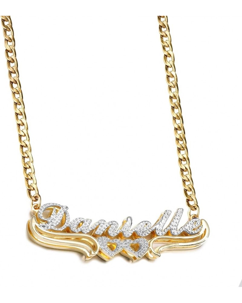 Double Plated Name Necklace Personalized Name Plate Necklaces Two Tone Gold and Silver Name Necklace for Women Heart Made Let...