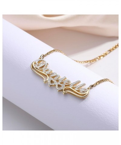 Double Plated Name Necklace Personalized Name Plate Necklaces Two Tone Gold and Silver Name Necklace for Women Heart Made Let...