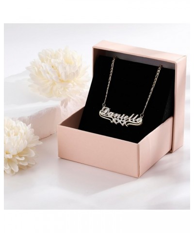 Double Plated Name Necklace Personalized Name Plate Necklaces Two Tone Gold and Silver Name Necklace for Women Heart Made Let...