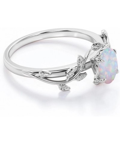 Opal Rings Sterling Silver Wedding Rings for Women, White Opal Engagement Promise Band Ring Anniversary Promise Rings for Her...