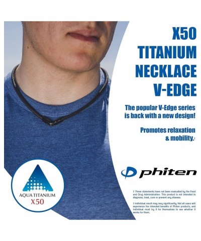 X50 Titanium V-Edge Necklace - Durable Polyester and Metallic Woven Rope, Permeated with Premium Aqua-Titanium and Micro-Tita...