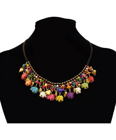 Bohemian Short Necklace Rretro Elephant Shape Beads Pendant Ethnic Style Collar Necklace Ladies Jewelry $9.30 Necklaces