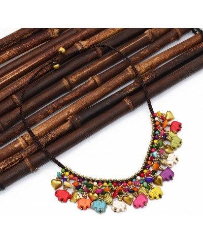 Bohemian Short Necklace Rretro Elephant Shape Beads Pendant Ethnic Style Collar Necklace Ladies Jewelry $9.30 Necklaces