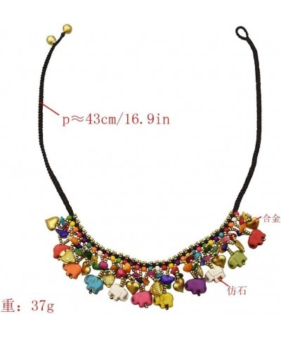 Bohemian Short Necklace Rretro Elephant Shape Beads Pendant Ethnic Style Collar Necklace Ladies Jewelry $9.30 Necklaces