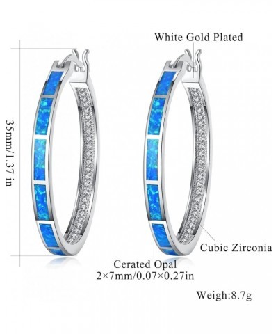 Opal Hoop Earrings,Women Jewelry Rhodium Plated/Rose Gold or Yellow Gold Plated Gemstone Big Hoop Earrings 32mm blue 2 $12.15...