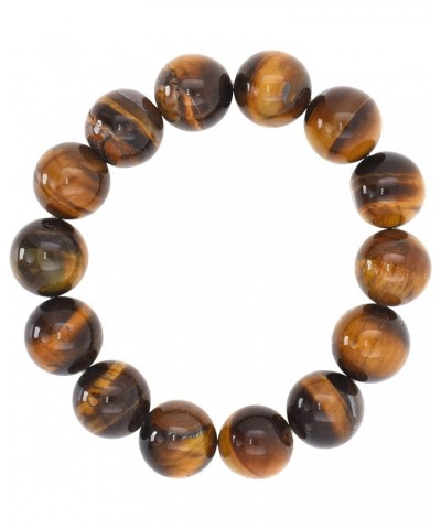 Mens Tiger Eye Bracelet - Unisex Natural Tigers Eye Crystal Stone Bead Bracelet for Women 14mm Round Beads $10.02 Bracelets