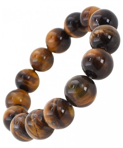 Mens Tiger Eye Bracelet - Unisex Natural Tigers Eye Crystal Stone Bead Bracelet for Women 14mm Round Beads $10.02 Bracelets