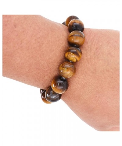 Mens Tiger Eye Bracelet - Unisex Natural Tigers Eye Crystal Stone Bead Bracelet for Women 14mm Round Beads $10.02 Bracelets