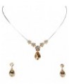 Gorgeous Rhinestone Crystal Floral Necklace Earrings Set Champagne / Silver-tone $16.67 Jewelry Sets