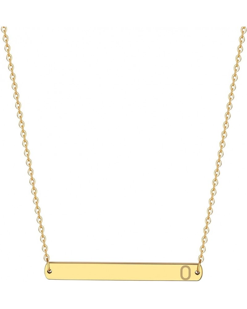 Gold Silver Rose Gold Horizontal Bar Necklace Stainless Steel 18K Gold Plated Bar Necklace Ladies Adjustable Chain golden-O $...