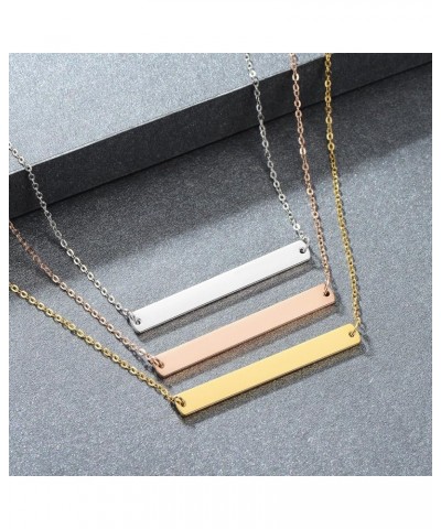 Gold Silver Rose Gold Horizontal Bar Necklace Stainless Steel 18K Gold Plated Bar Necklace Ladies Adjustable Chain golden-O $...