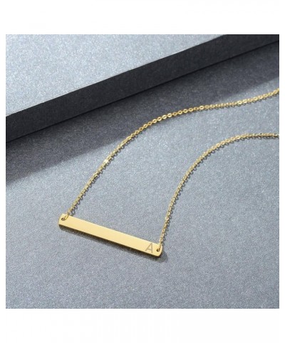 Gold Silver Rose Gold Horizontal Bar Necklace Stainless Steel 18K Gold Plated Bar Necklace Ladies Adjustable Chain golden-O $...