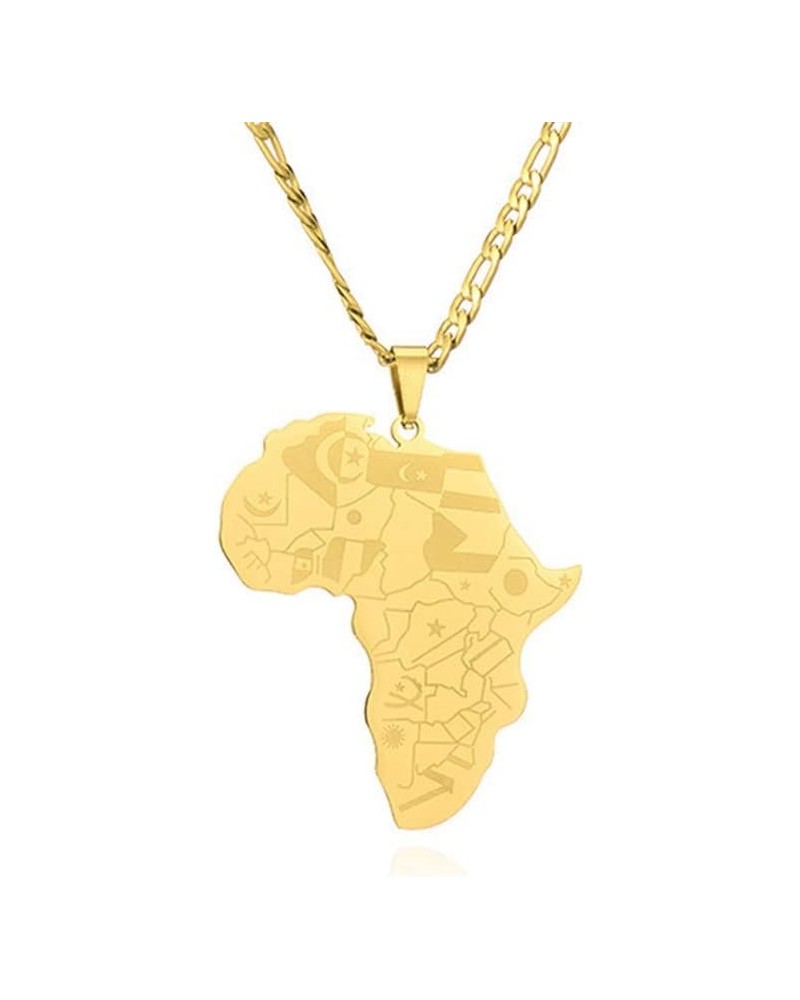 Fashion Jewelry Necklace Stainless Steel Africa Map Pendant Necklace Gold $8.11 Necklaces