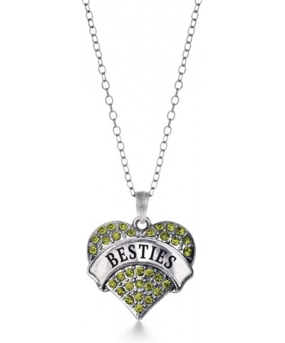 Silver Pave Heart Charm 18 Inch Necklace with Cubic Zirconia Jewelry Green Besties $11.99 Necklaces