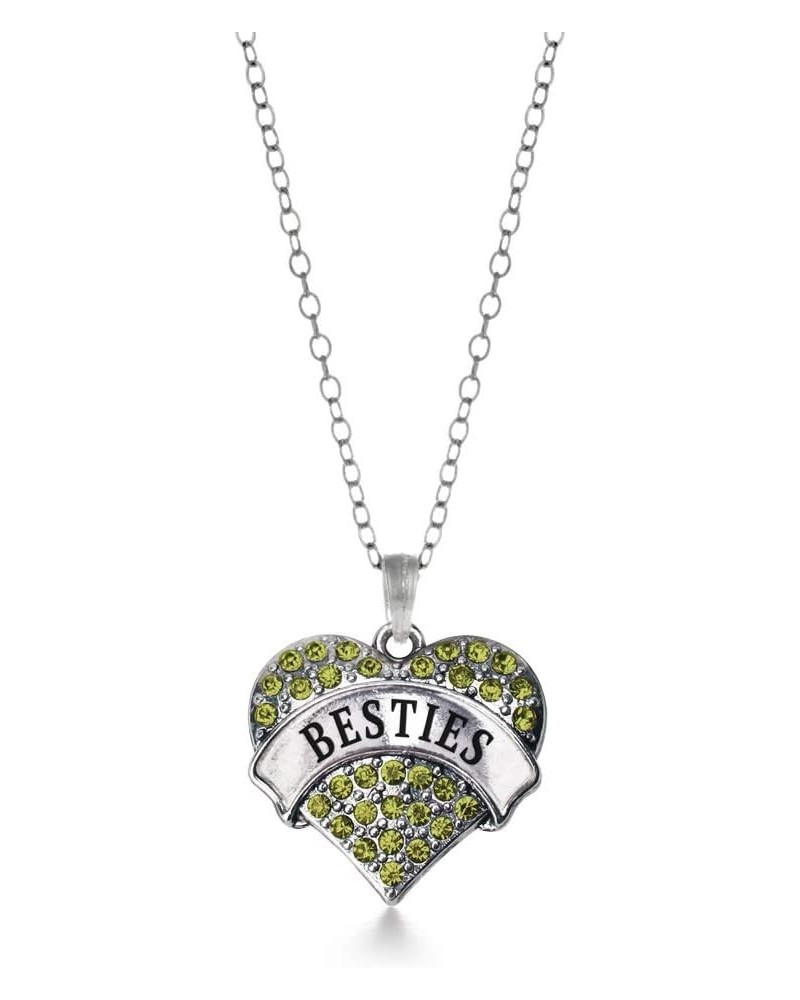 Silver Pave Heart Charm 18 Inch Necklace with Cubic Zirconia Jewelry Green Besties $11.99 Necklaces