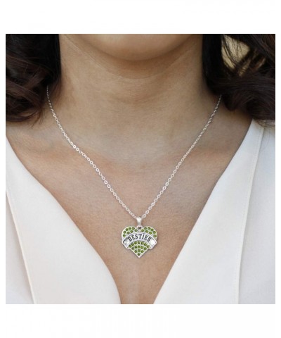 Silver Pave Heart Charm 18 Inch Necklace with Cubic Zirconia Jewelry Green Besties $11.99 Necklaces