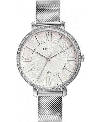 Jacqueline Women's Watch with Stainless Steel or Leather Band, Analog Watch Display Silver Mesh $50.84 Necklaces