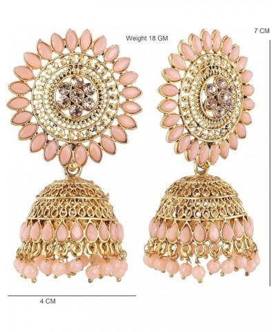 Gold Plated Bollywood Big Stud Jhumka Boho Earrings Indian Jewelry for Women Peach $10.06 Earrings