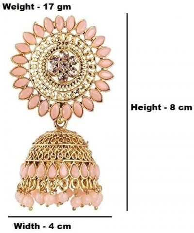 Gold Plated Bollywood Big Stud Jhumka Boho Earrings Indian Jewelry for Women Peach $10.06 Earrings