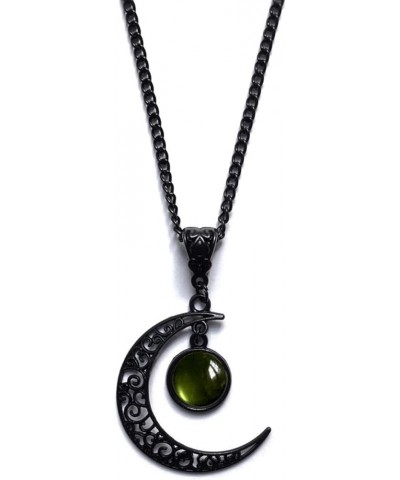 Moon Crystal Necklace Punk Style Moon Pendant Necklace Vintage Black Crescent Moon Necklace Dark Gothic Necklace Halloween Co...