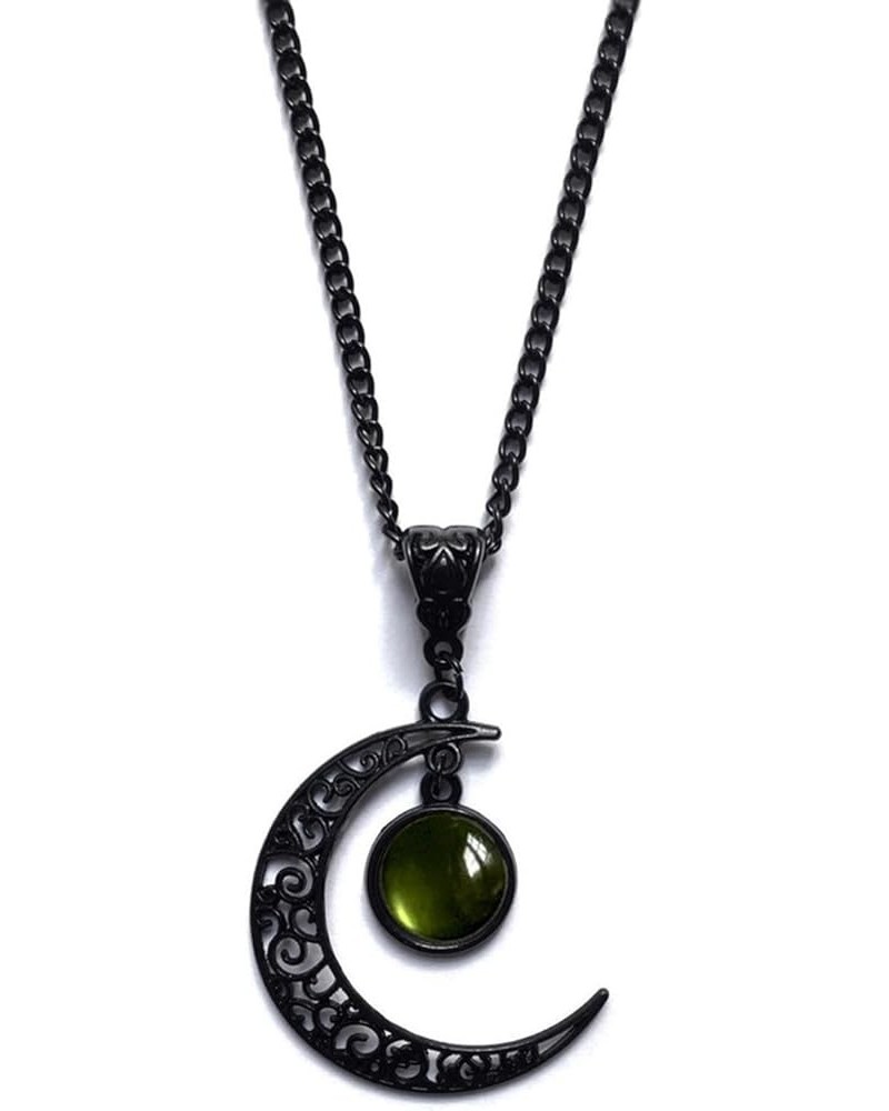 Moon Crystal Necklace Punk Style Moon Pendant Necklace Vintage Black Crescent Moon Necklace Dark Gothic Necklace Halloween Co...