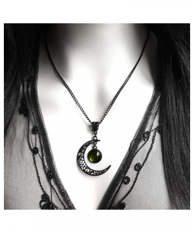 Moon Crystal Necklace Punk Style Moon Pendant Necklace Vintage Black Crescent Moon Necklace Dark Gothic Necklace Halloween Co...