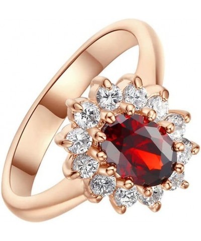 PULABO 1X Women Jewellery Silver Ring Red Crystal Diamond Wedding Party Thumb Knuckle Ring Size 7 Convenient $4.36 Rings