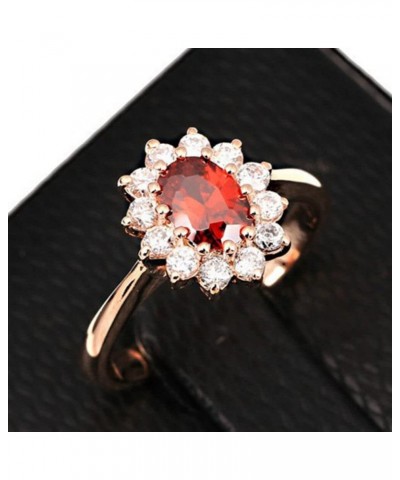 PULABO 1X Women Jewellery Silver Ring Red Crystal Diamond Wedding Party Thumb Knuckle Ring Size 7 Convenient $4.36 Rings