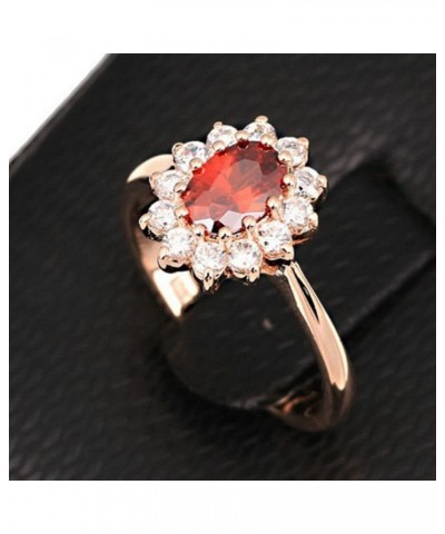 PULABO 1X Women Jewellery Silver Ring Red Crystal Diamond Wedding Party Thumb Knuckle Ring Size 7 Convenient $4.36 Rings