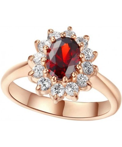 PULABO 1X Women Jewellery Silver Ring Red Crystal Diamond Wedding Party Thumb Knuckle Ring Size 7 Convenient $4.36 Rings