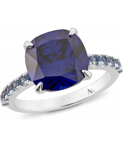 Womens Sterling Silver Elegant Cushion Cut Cubic Zirconia Gem Ring Blue $20.50 Rings