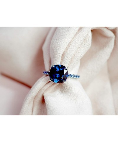 Womens Sterling Silver Elegant Cushion Cut Cubic Zirconia Gem Ring Blue $20.50 Rings