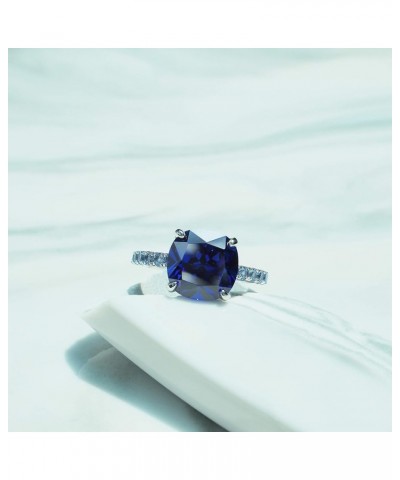 Womens Sterling Silver Elegant Cushion Cut Cubic Zirconia Gem Ring Blue $20.50 Rings