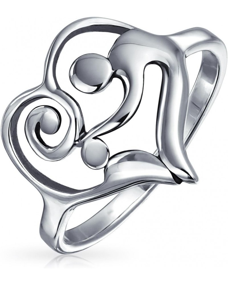 Swirling Heart Mother Loving Family Ring For Women Gift For Mom .925 Sterling Silver Band 1MM $11.04 Rings