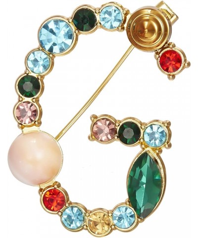 Crystal Pearl Initial Brooch Gold Plated Enamel Colorful Letter Alphabet Breastpin Pin Jewelry for GIFTS Gold G $8.39 Brooche...