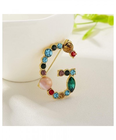 Crystal Pearl Initial Brooch Gold Plated Enamel Colorful Letter Alphabet Breastpin Pin Jewelry for GIFTS Gold G $8.39 Brooche...