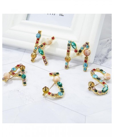 Crystal Pearl Initial Brooch Gold Plated Enamel Colorful Letter Alphabet Breastpin Pin Jewelry for GIFTS Gold G $8.39 Brooche...