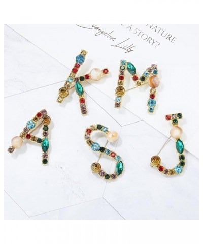 Crystal Pearl Initial Brooch Gold Plated Enamel Colorful Letter Alphabet Breastpin Pin Jewelry for GIFTS Gold G $8.39 Brooche...