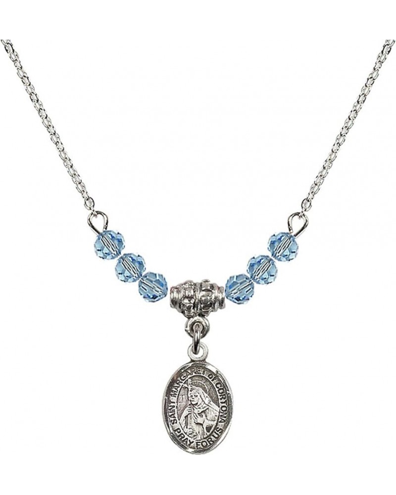 March Birth Month Bead Necklace with Catholic Patron Saint Petite Charm, 18 Inch Saint Margaret of Cortona $26.60 Necklaces