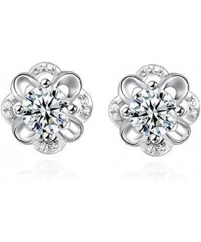 Women Sterling Silver Rhinestone Hollow Flower Ear Studs Earrings Valentines Statement Costume Jewelry Gift 1 $3.69 Earrings