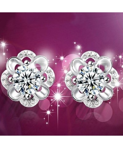 Women Sterling Silver Rhinestone Hollow Flower Ear Studs Earrings Valentines Statement Costume Jewelry Gift 1 $3.69 Earrings