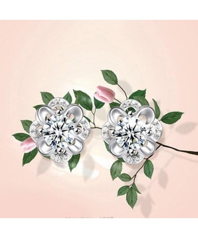 Women Sterling Silver Rhinestone Hollow Flower Ear Studs Earrings Valentines Statement Costume Jewelry Gift 1 $3.69 Earrings