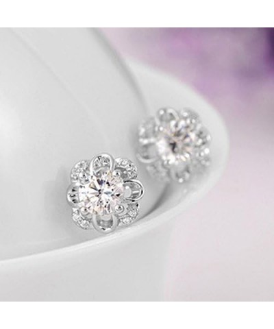 Women Sterling Silver Rhinestone Hollow Flower Ear Studs Earrings Valentines Statement Costume Jewelry Gift 1 $3.69 Earrings