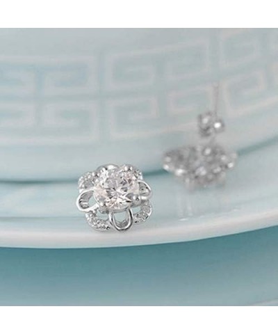 Women Sterling Silver Rhinestone Hollow Flower Ear Studs Earrings Valentines Statement Costume Jewelry Gift 1 $3.69 Earrings